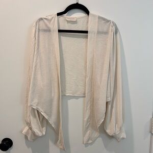 Saints & Hearts Cream Tie-Front Shrug Cardigan - Made in USA